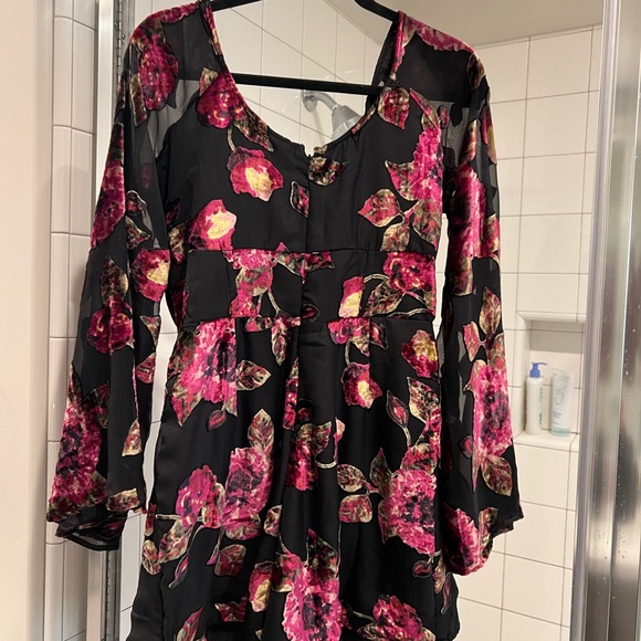 Nasty Gal Romper with Pink Floral Accents - Picture 3 of 3